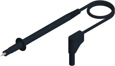 4 mm safety test lead\, test probe/angled plug\, 100 cm