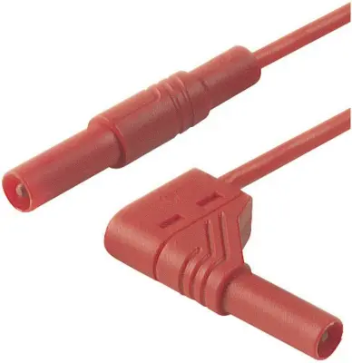 4 mm safety test lead\, silicone\, plugs straight/angled\, 100 cm