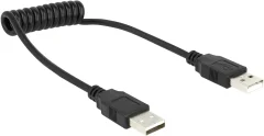 Delock USB kabel USB 2.0 USB-A vtič\, USB-A vtič 0.60 m črna spiralni kabel 1937078