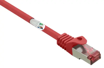 Renkforce RF-5136974 RJ45 omrežni kabel\, Patch kabel CAT 6 S/FTP 1.00 m rdeča z zaščitnim zapornim zatičem\, pozlačeni konektorji\, ognjevaren 1 kos