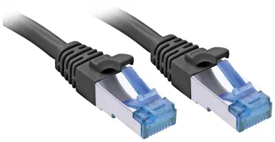 LINDY 47410 RJ45 omrežni kabel\, Patch kabel CAT 6a S/FTP 0.30 m črna  1 kos
