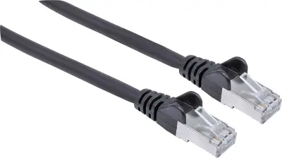 Intellinet 740876 RJ45 omrežni kabel\, Patch kabel CAT 6a S/FTP 3.00 m črna zaščita iz folije\, pletena zaščita\, zaščiten\, brez halogena 1 kos