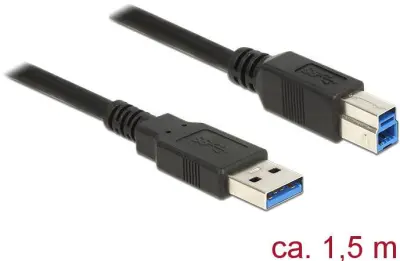 Delock USB kabel USB 3.2 gen. 1 (USB 3.0) USB-A vtič\, USB-B vtič 1.50 m črna pozlačeni konektorji 85067