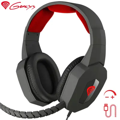 GENESIS Argon 400 STEREO 2.0, Gaming naglavne slušalke z snemljivim mikrofonom črno/rdeče - tudi za SPLETNO komnunikacijo