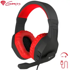 GENESIS Argon 200 STEREO 2.0, LED osvetlitev, pleten kabel, Gaming naglavne slušalke z mikrofonom črno/rdeče