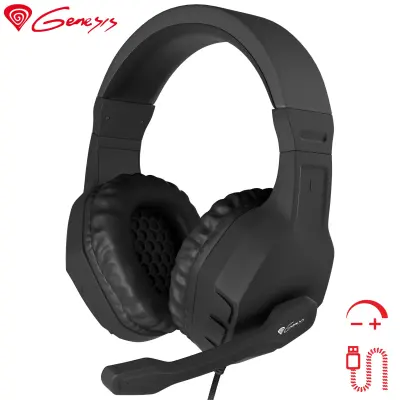 GENESIS Argon 200 STEREO 2.0, LED osvetlitev, pleten kabel, Gaming naglavne slušalke z mikrofonom črne
