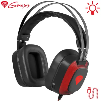 GENESIS Radon 720 7.1 virtualni zvočni sistem, LED osvetlitev, pleten USB kabel, profesionalne Gaming naglavne slušalke z mikrofonom