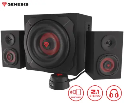 GENESIS HELIUM 610 BT računalniški zvočniki, STEREO 2.1, 60W RMS, Bass Reflex, Bluetooth, kontrolna plošča, daljinski upravljalnik, črni