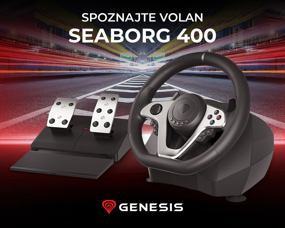Volant gaming Genesis Volant gaming Seaborg 400 pour PS3/PS4/PC/Xbox  One/Xbox 360/Nintendo Switch Gris et noir