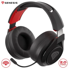 GENESIS SELEN 400 STEREO 2.0, polnilna baterija, USB, PC / PS4 / Nintendo Switch, brezžične gaming slušalke z mikrofonom črno-rdeče