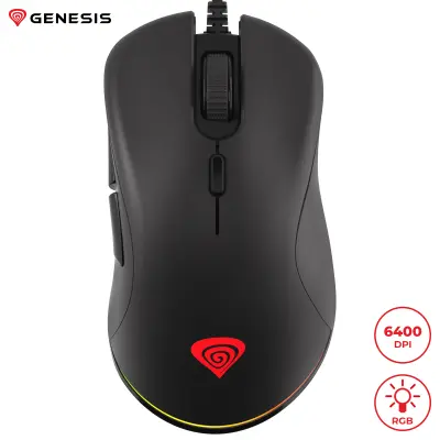 GENESIS Krypton 200 6400 DPI, RGB LED osvetlitev, 6 tipk, vgrajen spomin, gaming optična miška črna