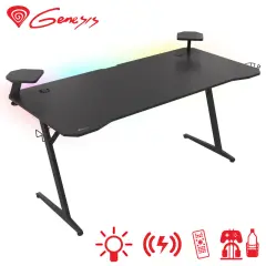 GENESIS HOLM 510 RGB, LED RGB osvetlitev, vgrajen brezžični polnilec in USB 3.0 razdelilec, Profesionalna GAMING miza