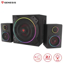 GENESIS HELIUM 800 BT STEREO 2.1, 60W RMS, RGB LED osvetlitev, Bluetooth 5.0, kontrolna plošča, daljinski upravljalnik, računalniški zvočniki črni