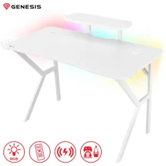 GENESIS HOLM 320 RGB, LED RGB osvetlitev, vgrajen brezžični polnilec in USB 3.0 razdelilec, Profesionalna GAMING miza
