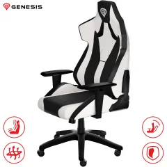 GENESIS NITRO 650, ergonomski, nastavljiv naklon, funkcija zibanja, gaming stol belo-črn (Howlite White)