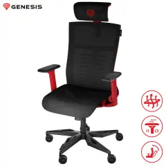 GENESIS ASTAT 700 ergonomski, tehnologija PureFlowPLUS, konstrukcija ExoBase, kolesa CareGlide, gaming/pisarniški stol črn-rdeč