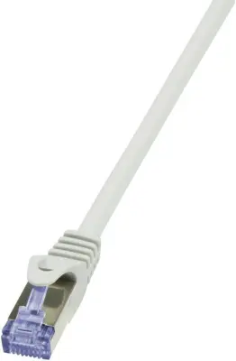 LogiLink CQ4062S RJ45 omrežni kabel\, Patch kabel  S/FTP 3.00 m siva pozlačeni konektorji\, ognjevaren\, z zaščitnim zapornim zatičem 1 kos