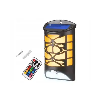 Solarna stenska svetilka 30x smd led + rgb + daljinski upravljalnik, senzor gibanja, 1800mah baterija, zvok dobrodošlice