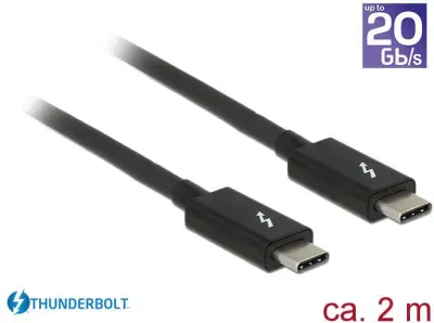 Delock Thunderbolt priključni kabel Thunderbolt™ (USB-C®) vtič\, Thunderbolt™ (USB-C®) vtič 2.00 m črna 84847  Thunderbolt™ kabel