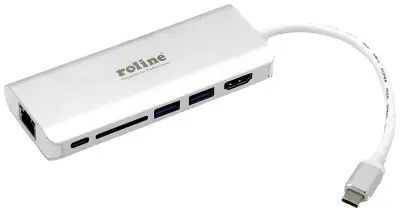 Priklopna postaja ROLINE USB Type C\, HDMI 4K\, USB 3.0 / USB 3.2 Gen 1\, SD/MicroSD\, G Roline USB 2.0 adapter  12.02.1037