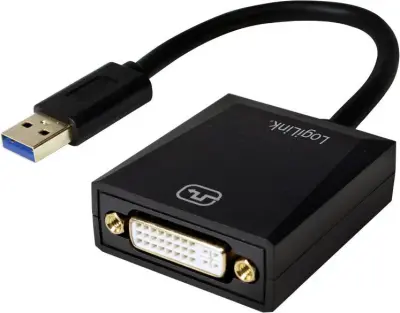 LogiLink UA0232 USB / DVI adapter [1x USB 3.2 gen. 1 vtič A (USB 3.0) - 1x ženski konektor DVI\, 24 + 5 polov] črna  10.00 cm