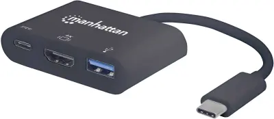 Manhattan 152037 USB/HDMI adapter [1x moški konektor USB-C - 1x ženski konektor HDMI, USB 3.2 gen. 1 vtičnica A (USB 3.0), ženski konektor USB-C] črna