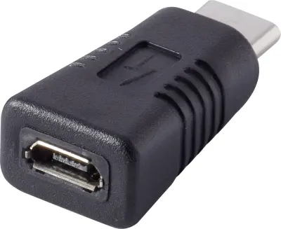 USB 2.0 adapter [1x USB-C™ vtič - 1x USB 2.0 vtičnica Micro-B] črne barve s pozlačenimi vtičnimi kontakti renkforce