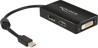 Adapter DisplayPort/VGA/HDMI/DVI [1x Mini-DisplayPort vtič => 1x DisplayPort vtičnica, HDMI-vtičnica, DVI-vtičnica 24+1pol.] črn s feritnim jedrom Del