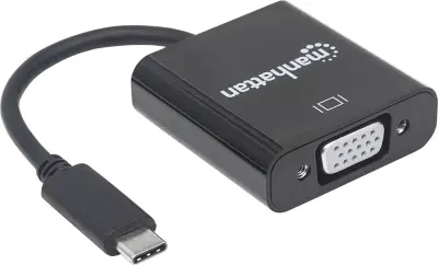 Manhattan 151771 USB/VGA adapter [1x USB 3.2 gen. 2 vtiča B (USB 3.1) - 1x ženski konektor VGA] črna barvno kodirani, prilagodljiv, zaščita iz folije,