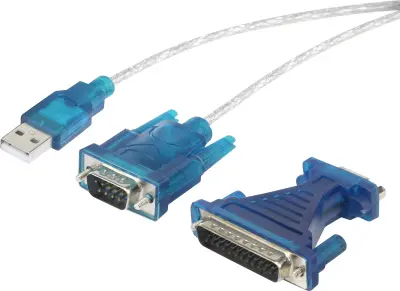 USB 1.1 adapter [1x D-SUB-vtič 9 polni\, D-SUB-vtič 25 polni - 1x USB 1.1 vtič A] črne barve s pozlačenimi vtičnimi kontakti renk