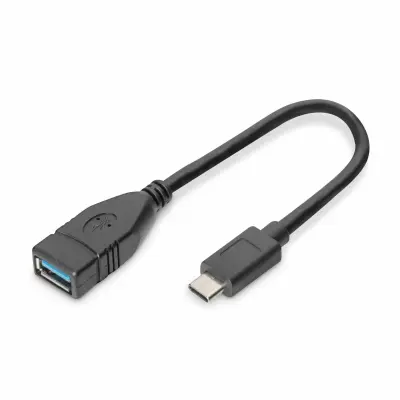 Digitus USB 3.0 adapter [1x USB 3.2 gen. 1 vtičnica A (USB 3.0) - 1x USB 3.2 gen. 1 vtič C (USB 3.0)] AK-300315-001-S 15.00 cm okrogel, primeren za ob