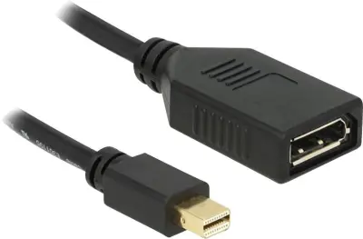 Delock 65554 DisplayPort adapter [1x moški konektor mini Displayport - 1x ženski konektor DisplayPort] črna s feritnim jedrom 21.00 cm