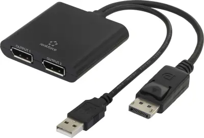 Renkforce RF-4758087 DisplayPort adapter [1x moški konektor DisplayPort - 2x ženski konektor DisplayPort] črna  20.00 cm