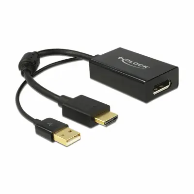 Delock 62667 HDMI/DisplayPort adapter [1x moški konektor HDMI - 1x ženski konektor DisplayPort] črna pozlačeni konektorji, s feritnim jedrom 25.00 cm