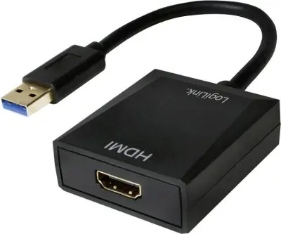 LogiLink UA0233 USB / HDMI adapter [1x USB 3.2 gen. 1 vtič A (USB 3.0) - 1x ženski konektor HDMI] črna  10.00 cm