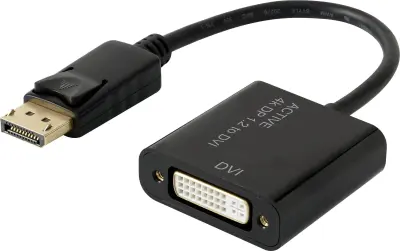 DisplayPort / DVI adapter [1x DisplayPort vtič - 1x DVI-vtičnica 24+5pol.] črni\, pozlačeni kontakti renkforce