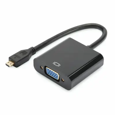 Digitus DA-70460 HDMI/VGA adapter [1x moški konektor micro HDMI tipa D - 1x ženski konektor VGA, priključna doza za 3,5mm banana moški konektor] črna