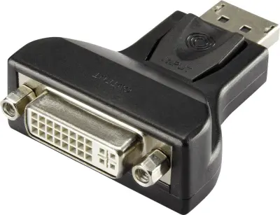DisplayPort / DVI adapter [1x DisplayPort vtič - 1x DVI-vtičnica 24+5 polni] črne barve renkforce