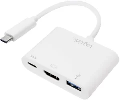 LogiLink UA0258 USB/HDMI adapter [1x moški konektor USB-C - 1x ženski konektor USB-C, ženski konektor HDMI, USB 3.2 gen. 1 vtičnica A (USB 3.0)] bela