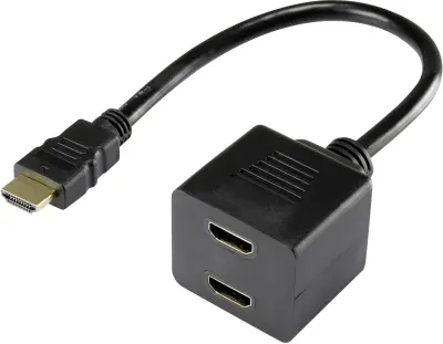 Renkforce RF-4212177 HDMI Y-adapter [1x moški konektor HDMI - 2x ženski konektor HDMI] črna pozlačeni konektorji 20.00 cm