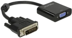 Delock 65658 DVI / VGA adapter [1x moški konektor DVI\, 24 + 1 polov - 1x ženski konektor VGA] črna s feritnim jedrom 16.00 cm