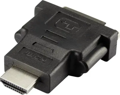 HDMI / DVI adapter [1x VDMI-vtič - 1x DVI-vtičnica 24+1 polni] črne barve renkforce