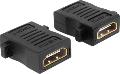 Delock 65509 HDMI adapter [1x ženski konektor HDMI - 1x ženski konektor HDMI] črna lahko se privije\, pozlačeni konektorji