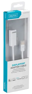 Digitus DB-340404-001-W HDMI/Mini-DisplayPort adapter [1x moški konektor mini Displayport - 1x ženski konektor HDMI] bela okrogel, dvojno oklopljen 15
