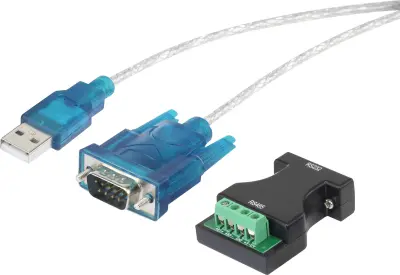 USB 1.1 adapter [1x D-SUB-vtič 9 polni\, polna sponka - 1x USB 1.1 vtič A] črne barve s pozlačenimi vtičnimi kontakti renkforce