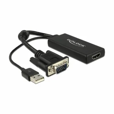 Delock 62668 VGA / HDMI adapter [1x moški konektor VGA - 1x ženski konektor HDMI] črna  25.00 cm