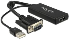 Delock 62668 VGA / HDMI adapter [1x moški konektor VGA - 1x ženski konektor HDMI] črna  25.00 cm