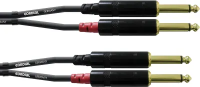 Cordial CFU 1\,5 PP avdio adapterski kabel [2x 6\,3 mm banana moški konektor - 2x 6\,3 mm banana moški konektor] 1.50 m črna