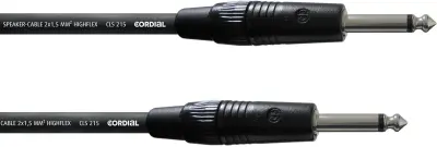 Zvočniški kabel CordialR CLS 215, 2 x 1,5 mm2, črn, 10 m, 6,3 mm banana/6,3 mm banana CPL 1,5 PP