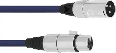 Omnitronic 3022010N XLR priklučni konektor [1x XLR vtič 3-polni - 1x XLR vtičnica 3-polna] 5.00 m modra